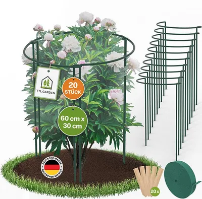 Produktbild von TTL GARDEN Strauchstützen 20er Set 60x30cm + Klettband + Pflanzschilder