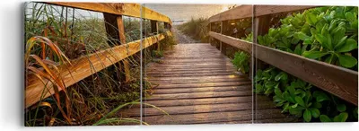 Produktbild von Bild auf Leinwand - Leinwandbild - Fußgängerbrücke Meer Strand Ufer - 90x30cm - Wand Bild - Wanddeko - Leinwanddruck - Bilder - Kunstdruck - Wanddekoration - Leinwand bilder - Wandkunst - CA90x30-2617