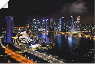 Produktbild von ARTland Poster Singapur bei Nacht Größe: 30x20 cm
