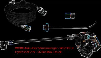Produktbild von Akku-Druckreiniger WORX Nitro 20V Hydroshot 56 bar WG633E.9, Brushless Motor