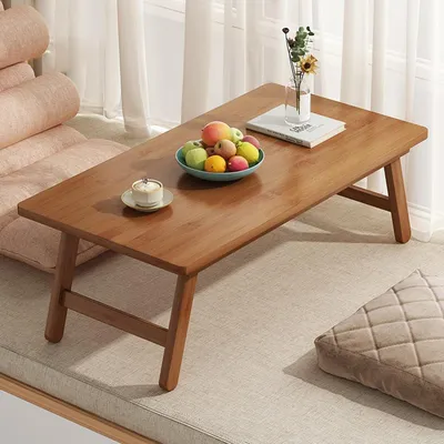 Produktbild von Bambus-Couchtisch mit klappbaren Beinen - Multifunktionaler niedriger Tisch für kleine Räume