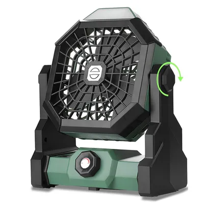 Produktbild von Camping Ventilator mit 7800mAh Akku, Wiederaufladbarer Campingventilator mit LED Laterne, 270° drehbar, 8 Geschwindigkeiten