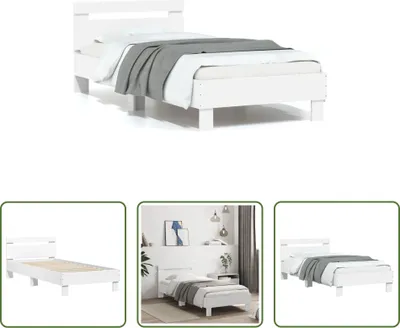 Produktbild von The Living Store Bettgestell mit Kopfteil Weiß 75x190 cm Holzwerkstoff