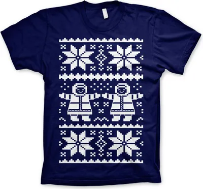 Produktbild von Retro X-Mas Knit Pattern T-Shirt - Large - Navy