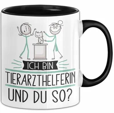 Produktbild von Tierarzthelferin Tasse Geschenk Ich Bin Tierarzthelferin Und Du So Geschenkidee Lustiger Spruch Becher (Schwarz)