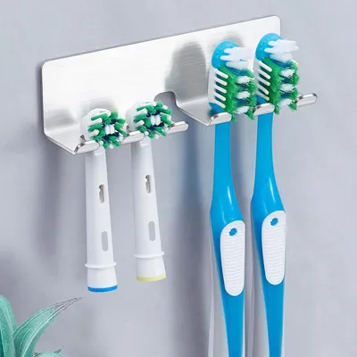 Produktbild von Zahnbürstenhalter Wand Ohne Bohren Edelstahl Selbstklebend für Elektrische Zahnbürstenköpfe