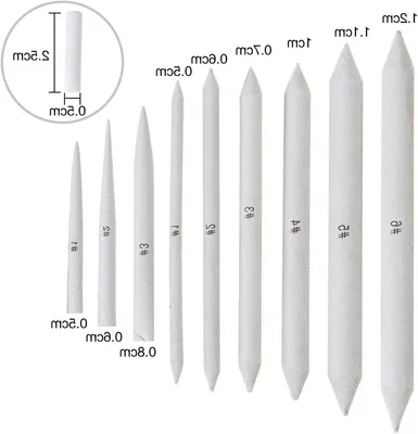 12 Stück Mix Papierwischer Blending Stumps und Tortillons zum Zeichnen und Skizzieren mit 2 Stück weißen Radiergummi