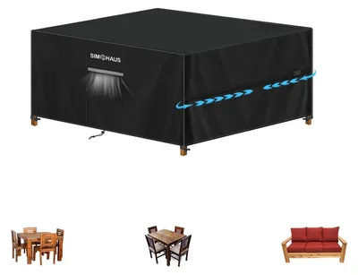 Immagine prodotto di Copertura impermeabile per mobili da giardino, realizzata in tessuto Oxford 420D, con aperture di ventilazione, dimensioni 130x100x74 cm, colore nero