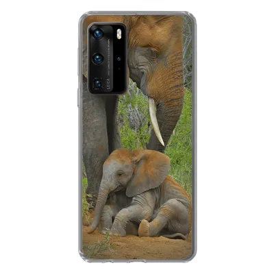 Produktbild von MuchoWow® Handyhülle Schutzhülle Hülle für Huawei P40 Pro Elefant - Tiere - Sand - Natur Silikon Softcase Handy Hülle - Schutz