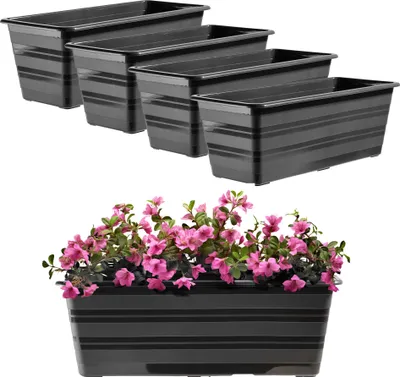 Immagine prodotto di KADAX vaso da balcone vaso da fiori grande 40 cm confezione da fiori 4 pezzi supporto per fiori