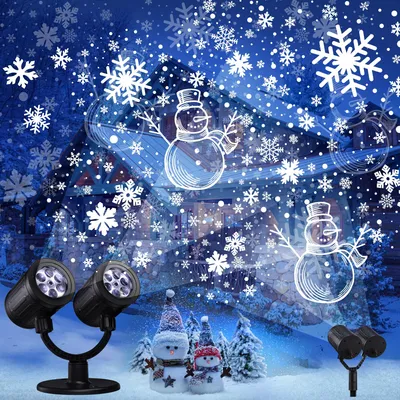 LED-Kerstprojector Doppelkopf Schneeflocken Schneemann Timer wasserdicht