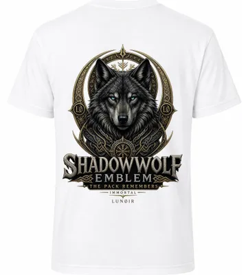 Produktbild von Herren T-Shirt Weiß S – Bedrucktes Shirt mit Wolf Motiv aus Baumwolle – LUNØIR ©