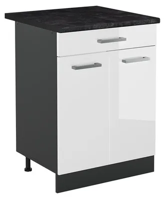 Immagine prodotto di Mobiletto base cucina Vicco R-Line Bianco lucido/Antracite 60 cm con cassetto piano di lavoro Antracite, Model 61131