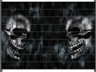 Produktbild von Wallario Zaunsichtschutz mit Motiv Rauchende Schädel für Ein- und Doppelstabmatten Zäune in der Größe 250 x 180 cm