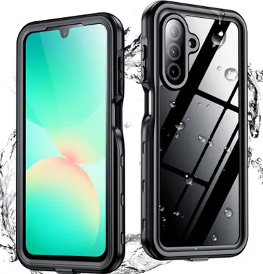 Image de Housse étanche pour Samsung Galaxy A26 Étanche à la poussière et à la neige IP68 Housse complète avec film de protection d'écran intégré Noir