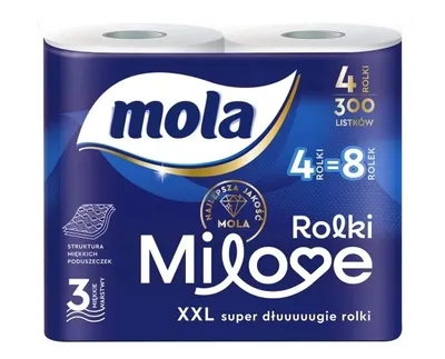 Zdjęcie produktu dla Mola Milove Papier toaletowy 3-warstwowy, 4 rolki