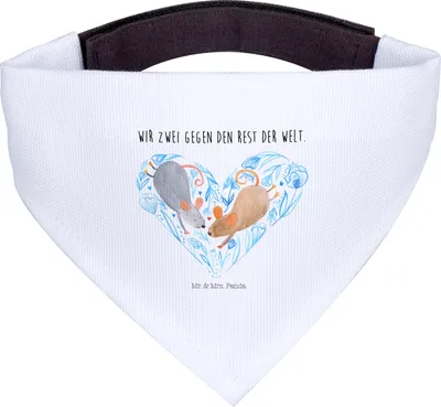 Produktbild von Mr. & Mrs. Panda Hunde Halstuch Mäuse Herz - Weiß - Geschenk, für Immer, Love, Liebe, Hundehalstuch, Tuch, Maus, Freundin, Lieblingsmensch, Hunde-Halstuch, Hund