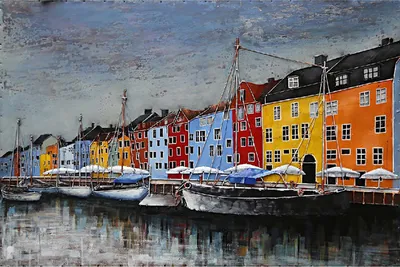 Produktbild von 3D-Metallbild - Motiv: Hafen - 80 x 120cm