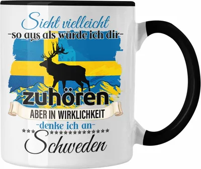 Produktbild von Trendation - Schweden Geschenk Tasse Schweden Liebhaber Geschenkidee Lustiger Spruch (Schwarz)