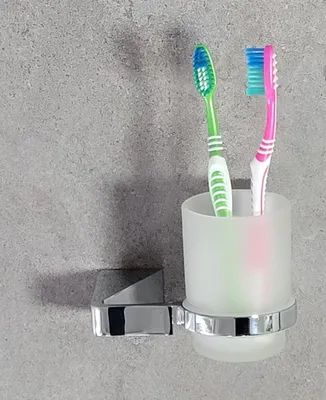 Produktbild von Tresa Zahnbecher mit Halter Chrom Glas satiniert Wandmontage massiv OBI