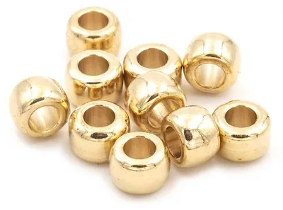 Produktbild von Vintageparts Zwischenperlen aus Messing in Goldfarben 6 mm für Freundschaftsarmbänder, 10 Stück