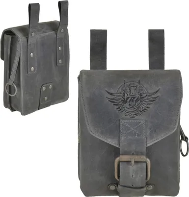 Produktbild von Greenburry Biker Gürteltasche Leder Bauchtasche Hüfttasche Tasche Rolf Vintage schwarz 2 Fächer groß