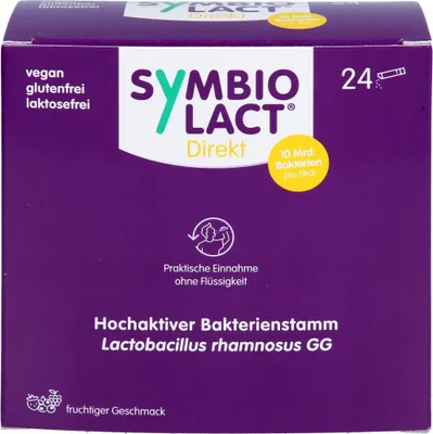 Zdjęcie produktu dla SymbioLact Direkt Sticks z 10 mld Lactobacillus rhamnosus GG o owocowym smaku, 24 szt.