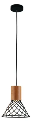 Productafbeelding van ACA Hanglamp TORNADE, metaal zwart + hout, 20 x 120 cm, OD95311PB