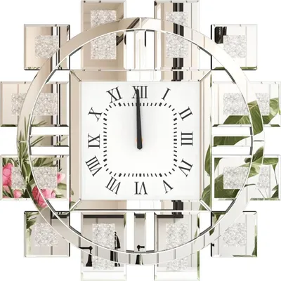 Image de Horloge murale, mouvement silencieux, design élégant, argent, 24 pouces