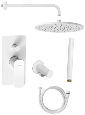 Imagen del producto de Grifo de ducha empotrado Sapho SPY con mezclador de palanca, selector giratorio, 2 salidas y acabado blanco mate