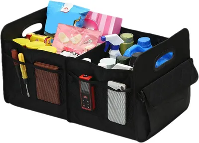 Immagine prodotto di Organizzatore per il bagagliaio dell'auto - Contenitore per auto - Per mantenere l'auto in  - Tessuto Oxford impermeabile - 58 x 37 x 32 cm - Nero