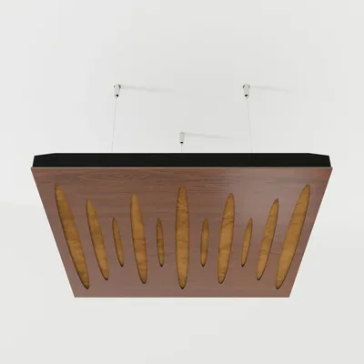 Productafbeelding van Set van 4 akoestische plafondpanelen PULSAR, 50x50x5 cm, notenhout/goud