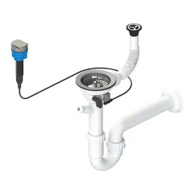 Produktbild von GRANMASTER Siphon Küchenspüle Automatischer 1-Kammer Raumsparsiphon mit überlauf auf der Abtropfschale -  Italy - Anschluss an der Unterseite