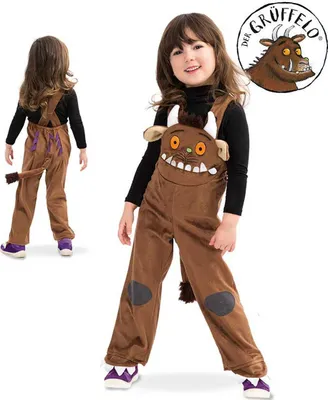 Unisex Latzhose Spielhose Grüffelo Kostüm Gr. 98-116 braun Fasching Kindergeburtstag Karneval