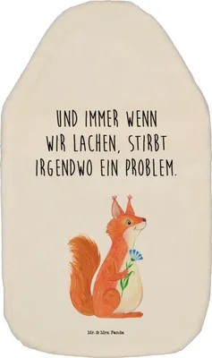 Produktbild von Mr. & Mrs. Panda Wärmflasche Eichhörnchen Blume - Weiß - Geschenk, naturkautschuk, Wärmflaschen, Motivation Sprüche, Eichhorn, gummi, Wärmekissen, Spruch Positiv, Lustige