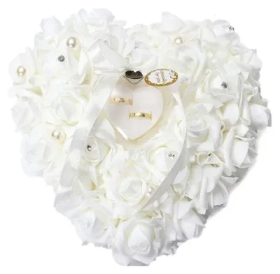 Produktbild von Omgoods – Romantisches Kissen für Ringe – Ringkissen für die Hochzeit – Ringbox für die Hochzeit – Mit Schaumstoffauskleidung – Satin – 15x13 cm