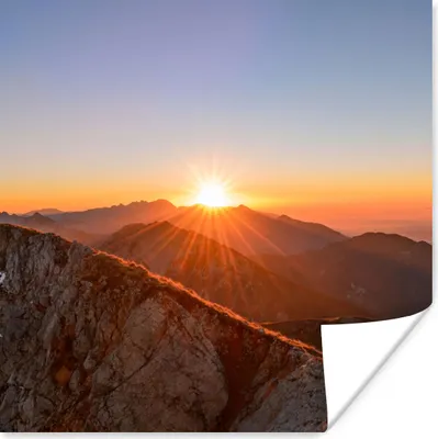 Produktbild von MuchoWow® Poster Berg - Landschaft - Sonne 100x100 cm - Babyzimmer