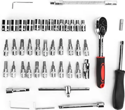 Image de Kit de 46 pièces de clés à douille 1/4 pouce avec cliquet - Outils de réparation automobile métriques pour garage
