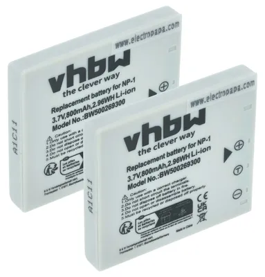 Produktbild von vhbw 2x Akku Ersatz für Konica Minolta NP-1 für Kamera (800 mAh, 3,7 V, Li-Ion)