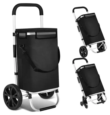 Image de Clanmacy 3in1 Chariot à provisions 40L jusqu'à 40 kg pliable sac amovible Chariot à main Chariot d'aide aux courses Roller Noir