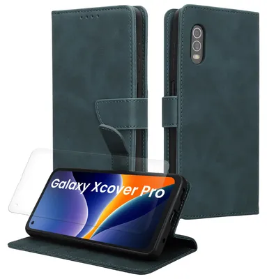 Produktbild von kwmobile Kunstleder Handyhülle kompatibel mit Samsung Galaxy Xcover Pro Hülle - Brieftaschen Schutzhülle aus Kunstleder mit Displayschutz und