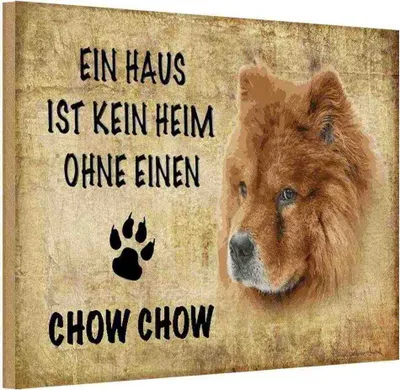 Produktbild von vianmo Holzschild 12x18 cm Chow Hund Tier Haustier