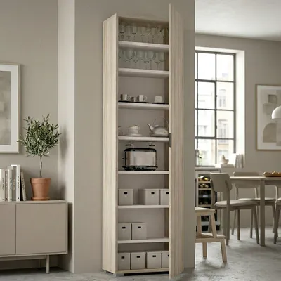 Immagine prodotto di Dmora Armadio Multiuso 1 Anta Abuela 30x182h cm Marrone Rovere, Un'anta 8 Vani  Italy