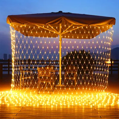 Produktbild von 3X2M 200LED Lichtervorhang Lichterkette 8 Lichtmodi Weihnachtslicht Party Garten Lichternetz, Gelb