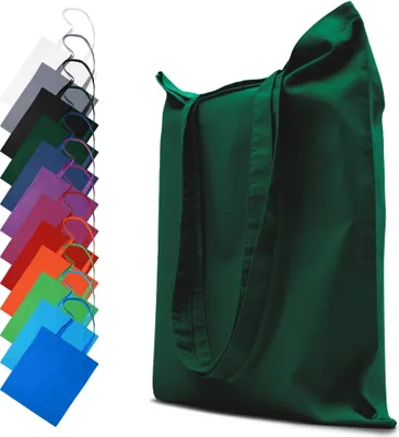 Produktbild von Stofftasche Baumwolltasche 22x26 cm Tasche Beutel Tragetasche Einkaufstasche Stoffbeutel, in Farbe: Dunkelgrün
