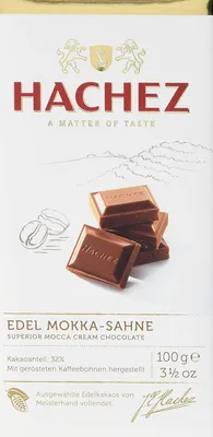 A chocolate bar with pieces of chocolate and coffee beans depicted.