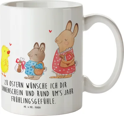 Produktbild von Mr. & Mrs. Panda Plastikbecher Ostern Geschenke - Weiß - Geschenk, Pott, Kindertasse, Trinklernbecher, Schulkind Tasse, Ostereier, Ostergrüße, Frühling, Kinderbecher