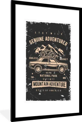 Produktbild von MuchoWow® MuchoWow® Gerahmtes Poster Mancave - Auto - Fahrrad - Retro 60x90 cm - Poster mit zchwarzem Bilderrahmen - Dekoration - Wandposter Wohnzimmer - Hochwertig