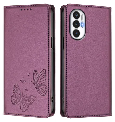 Produktbild von Lederhülle für Tecno Pova 3, Schmetterling Prägung Leder Brieftasche Schutzhülle mit Ständer Lila