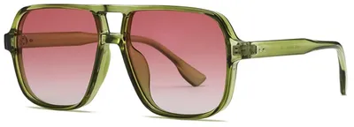 Produktbild von Sonnenbrille Damen Herren 70er Jahre Pilotenbrille Eckig Vintage Groß UV400 Grün/Gradient Rot 56mm
